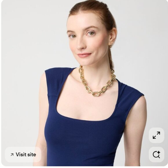 J. Crew Factory Cap-sleeve Stretch Squareneck Tank Top NWT in Navy XS - Picture 8 of 8